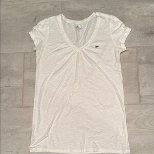Lacoste White Fitted Cap Sleeve T-Shirt